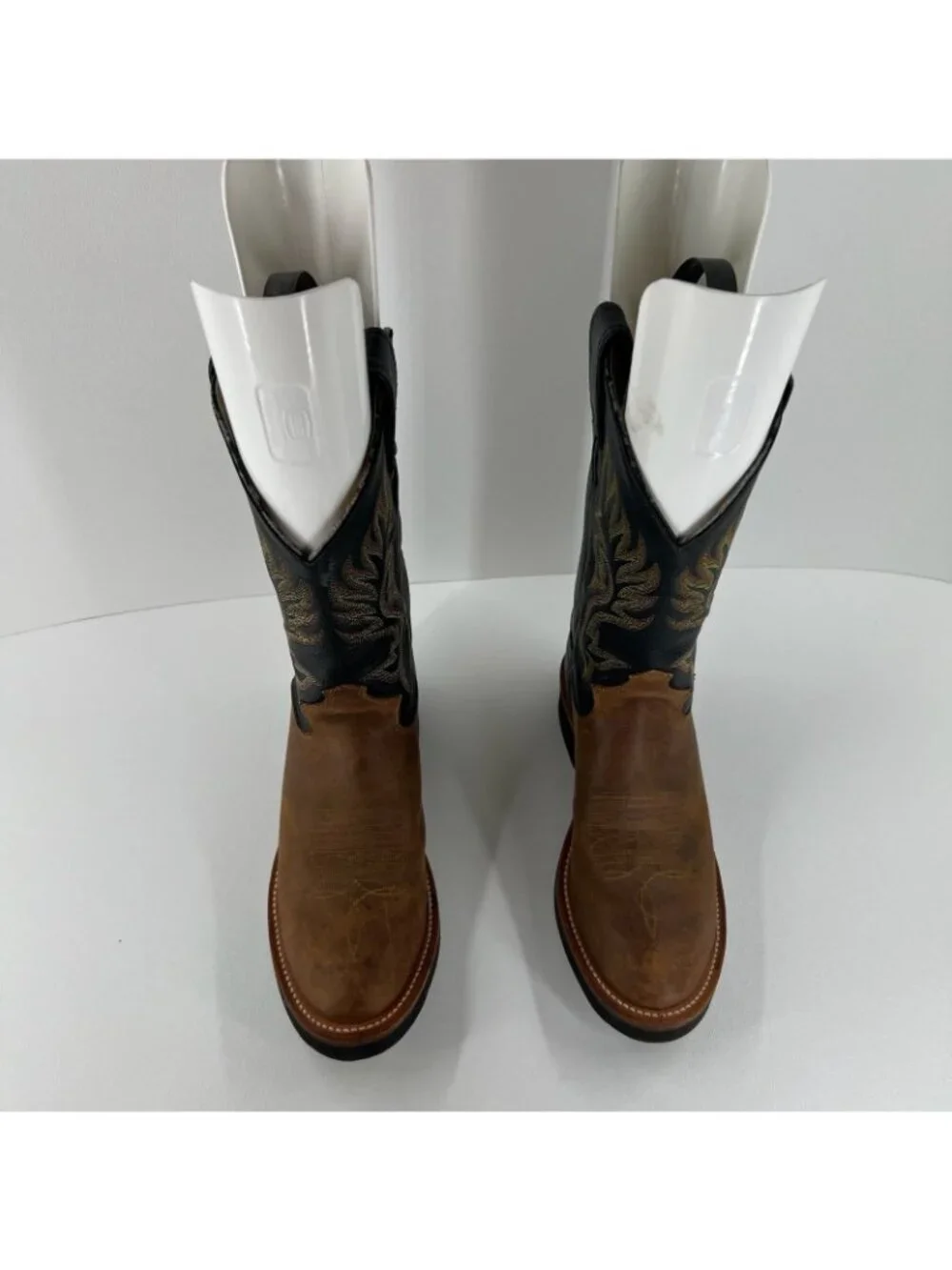 Justin Mens Paluxy 5018 Black Brown Leather Cowboy Western Boots 7 B Narrow USA
